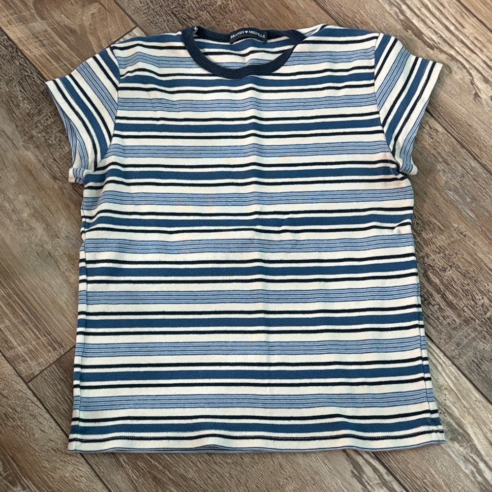Cat & Jack Navy and White Striped Tee